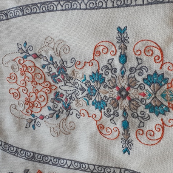 Champagne & Strawberries /Anthro White Embroidered Pencil Skirt Size Medium - Picture 5 of 8